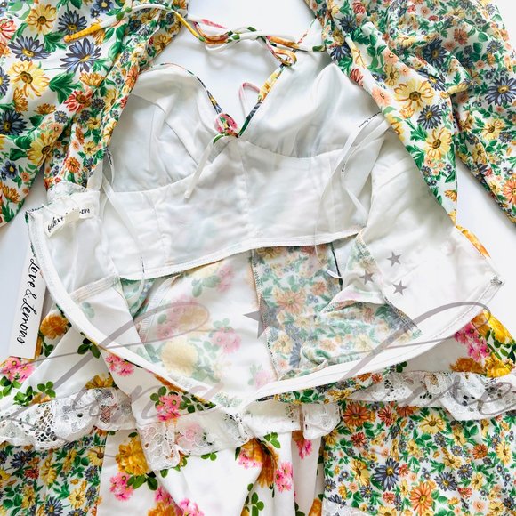 FOR LOVE & LEMONS Rosalyn Mini Dress in Green NWT - Picture 10 of 11